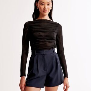 Abercrombie & Fitch Ultra High Rise Tailored Shorts Navy Size L